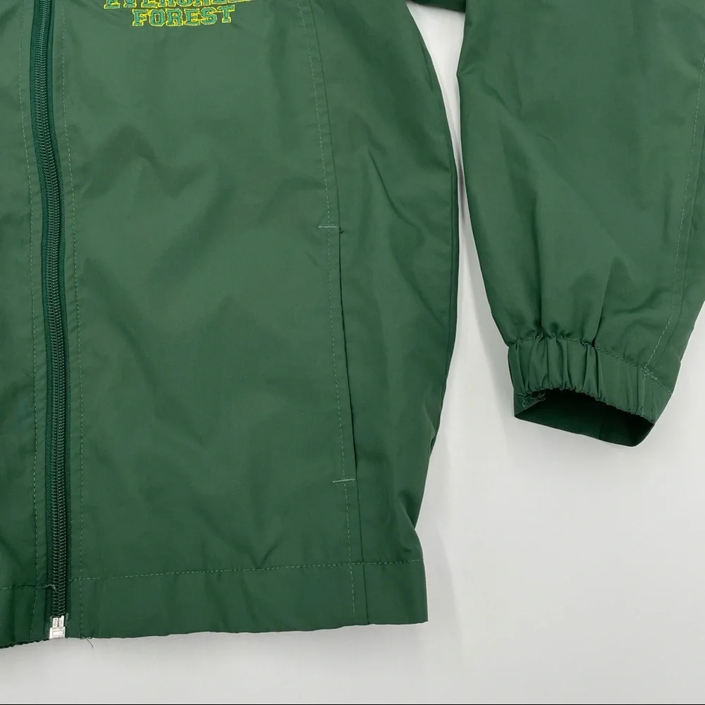 Child's Evergreen Forest‎ Pawprint Raincoat Windbreaker Green Hood Size Small